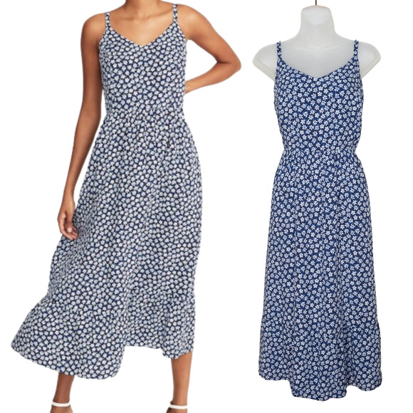 Old Navy Dresses & Skirts - Old Navy Blue Ditzy Floral Cami Top Midi Dress